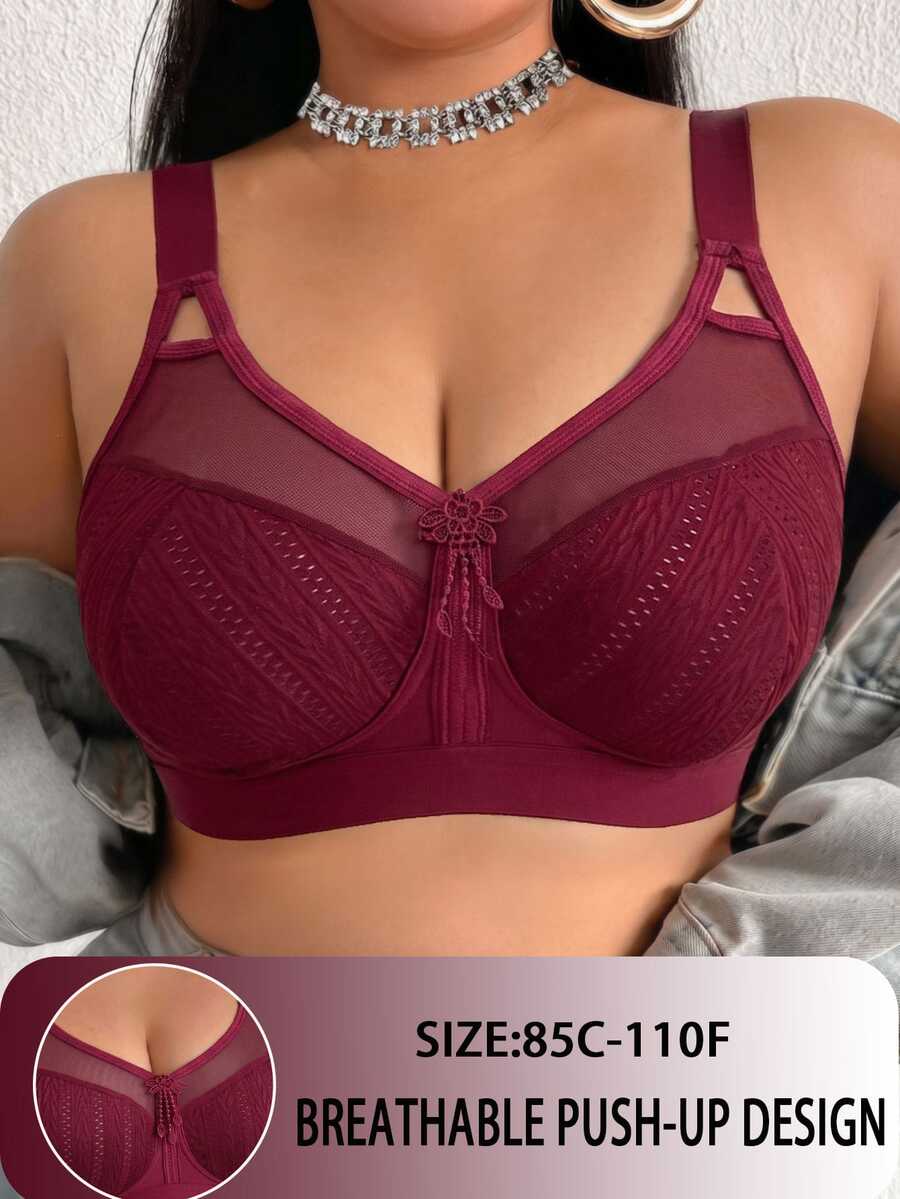 DesireSculpt Plus Size Wireless Bra, 1pc - Burgundy - View 1