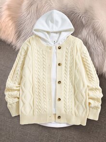 Rusticease Women's Plus Size Casual Versatile Solid Color Cardigan, Autumn/Winter - Apricot - View 5