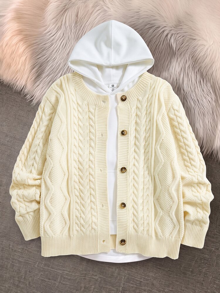 Rusticease Women's Plus Size Casual Versatile Solid Color Cardigan, Autumn/Winter - Apricot - View 5