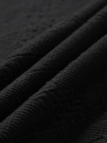 Manfinity Homme Camiseta de hombre de punto jacquard de unicolor con textura, cuello y puños negros, estampado de leopardo y acanalada - Negro - Ver 7