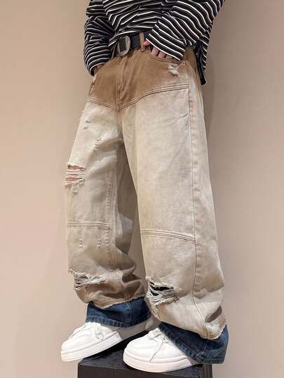 STEELVANCE Men's Casual Daily Denim Jeans With Pocket, Button And Distressed Design