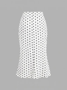 SHEIN MOD 女款波點百褶上衣與裙子時尚套裝 - 白色 - 查看 7