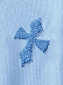 Manfinity EMRG 男士街頭風熱銷 INS 風格十字全印花毛巾刺繡日常穿搭白色 T 恤，男友丈夫週年禮物 - 淺藍色 - 查看 3