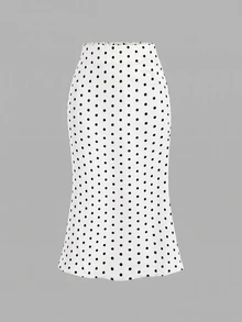 SHEIN MOD 女款波點百褶上衣與裙子時尚套裝 - 白色 - 查看 5