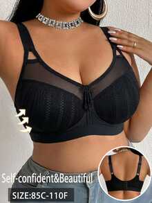 DesireSculpt Plus Size Wireless Bra, 1pc - Black - View 4