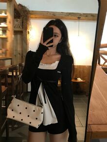 DAZY Women's Letter Print Casual Versatile Daily Long Sleeve T-Shirt Fall - Black and White - View 5
