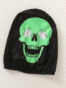 SHEIN 小男孩簡約修身圓領長袖連身褲，附螢光發光效果，適合秋冬、萬聖節、派對 - 黑色 - 查看 6