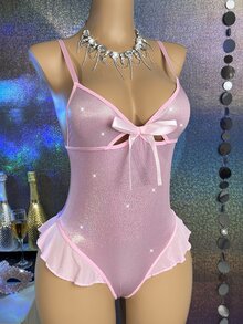 MidnightGlam 1pc Pink Sexy Bow Jumpsuit - Pink - View 4
