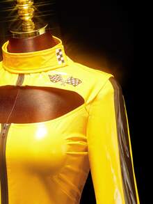 Amplova Yellow And Black Halloween Party Event - Cute Cosplayer Outfit Featuring Racing Elements For Ladies - Yellow - View 5