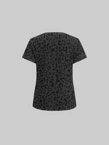 TaskEZ Scrub Set With Retro Contrast Color Leopard Print, Suitable For Work, Commuting, Pet Hospital And Other Occasions. - Multicolor - View 5