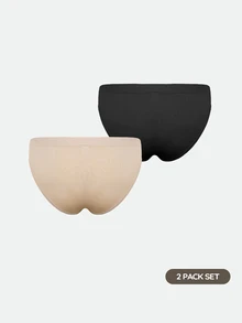 SHAPORA Women's Best-Selling Minimalist Solid Color Fashion Comfortable High Cost-Performance High Quality Portable Seamless Triangle Panties 2pcs/Pack - Multicolor - View 2