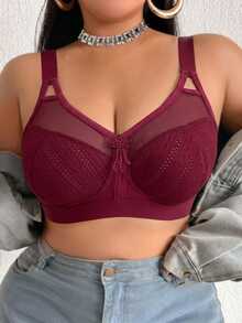 DesireSculpt Plus Size Wireless Bra, 1pc - Burgundy - View 3