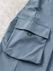 SHEIN 兒童青少年男孩休閒日常舒適工裝直筒寬鬆長褲，霧藍色，新年款，6-7歲適用，適合外出、約會、上學，春夏秋冬四季皆宜 - 霧霾藍 - 查看 4