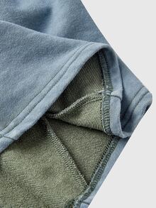 ROMWE Street Life Washed Waist-Cinching Hooded Turquoise Green Casual Commute Knit Sweatshirt For Women - Green - View 5