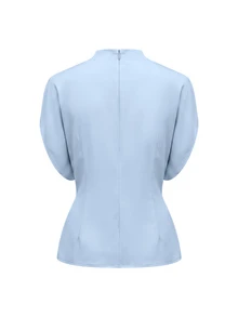 SHEIN Clasi 女款百搭抓皺腰上衣與花卉印花長裙兩件套 - 淺藍色 - 查看 4