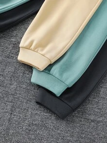 SHEIN 大童男孩純色連帽長袖衛衣與運動長褲休閒日常6件套 - 彩色 - 查看 6
