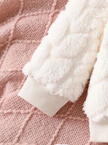 SHEIN Infant Clothes Autumn/Winter New Sweet Cute Sweatshirt & Fuzzy Long Pants 2 Pieces Set, Pink Cute Bear Head Pattern, Baby Outfit Set - Baby Pink - View 7