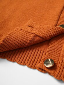 SHEIN LUNE CURVE Plus Size Women's Solid Color Casual Versatile Daily Wear Cardigan - Orange - View 5