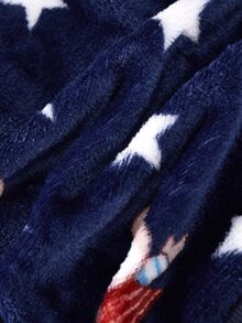 SHEIN 2件組男嬰卡通熊與星星圖案針織軟絨圓領長袖套頭上衣與鬆緊腰長褲套裝，秋季睡衣居家服2件套 - 寶藍色 - 查看 6