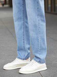 QuarKem Men's Plus Size Casual Washed Tapered Jeans - Blue - View 4