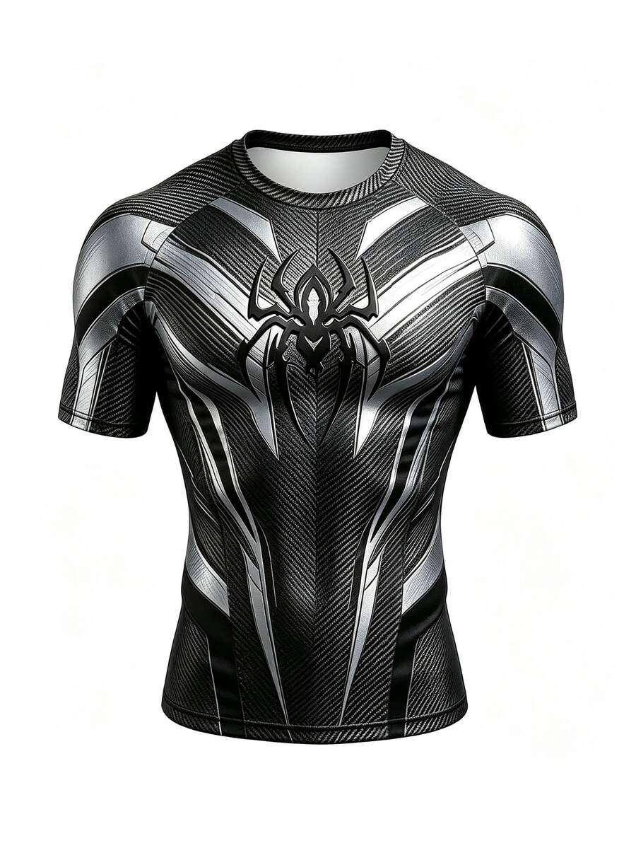 Gym Rark Men's Spider Graphic Print Crew Neck Short Sleeve Sports T-Shirt - Multicolor - View 1