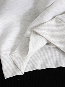 SHEIN 青少年女孩秋/冬可愛休閒櫻桃對比色荷葉邊刺繡保暖內裡長袖連帽衛衣，休閒校園Ins風長袖衛衣 - 灰色 - 查看 5