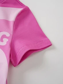 THE POWERPUFF GIRLS X SHEIN رومبر للبنات الصغيرات بطبعة كرتونية - وردي - مشاهدة 5