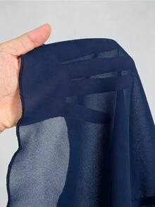 Sunspun Set 2 Potong Atasan Transparan dan Gaun Cami Ketat dengan Tali Serut untuk Musim Semi/Panas Ukuran Besar - Navy Blue - View 8