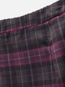 Nöista Plaid Two Pieces Skirt Set With Tailored Fit. Fall, Office Wear And Elegant Style. - Rust Brown - View 12