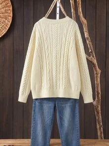 Rusticease Women's Plus Size Casual Versatile Solid Color Cardigan, Autumn/Winter - Apricot - View 2