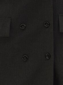 MUSEYN Dark Grey Pinstripe Shoulder Pad Long Tailored Jacket Luxury Office Business Fall - Grey - View 6