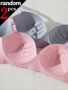 Teen Girl Detachable Shoulder Strap Minimalist One-Piece Seamless Bra Random 2pcs Set - Multicolor - View 6