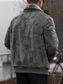 Manfinity CasualCool جاكيت رجالي كاجوال فضفاض بأكمام طويلة، ضروري للخروجات، هدية مثالية للعائلة والأصدقاء - رمادي - مشاهدة 2