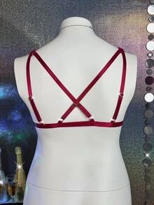 MidnightGlam 1pc Plus Size Wireless Bra - Burgundy - View 2
