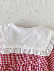 SHEIN Playful Pals 女嬰春/秋季新款可愛長袖公主洋裝，嬰兒幼兒時尚森系風格 - 紅色 - 查看 6
