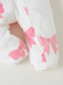 Cozy Pixies Baby Girl Bowknot Pattern Casual Daily Long Sleeve Romper - Pink - View 5