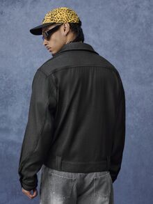 PAVTROS Men's Solid Color Casual Versatile Daily Wear Long Sleeve Jacket - Black - View 2
