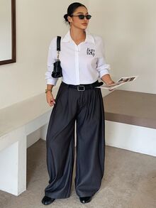 Betty Boop x DAZY Curve Kemeja Lengan Panjang Putih Kasual Longgar dengan Motif Huruf, Gaya Baru Musim Semi dan Gugur - Putih - View 5