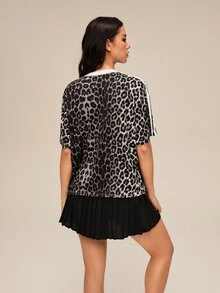 OutZeal Women Sports Tee Casual Daily Natural Soft Leopard Print Short Sleeve T-Shirt Summer - Multicolor - View 4