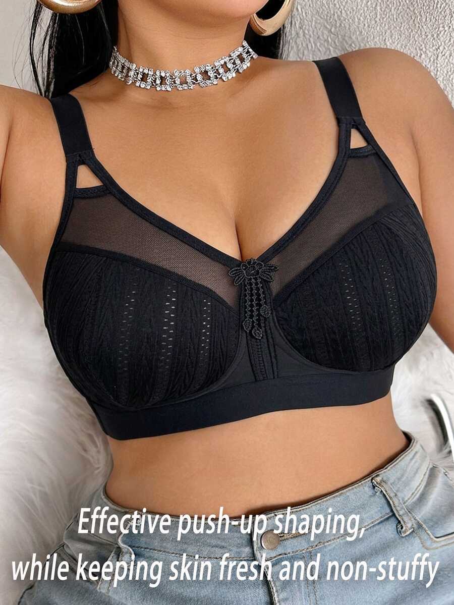 DesireSculpt Plus Size Wireless Bra, 1pc - Black - View 1