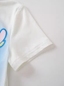 THE POWERPUFF GIRLS X SHEIN Young Girl Cartoon Print Short Sleeve T-Shirt - White - View 5
