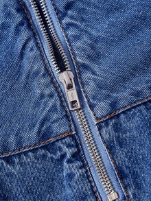 Sweetra Casual Women's Waist Knot Denim Skirt - Blue - View 3