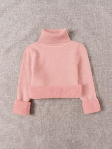 Franclia High Neck Thermal Lined Thickened Autumn/Winter New Slim Fit One-Piece Thermal Inner Layer Long Sleeve Sweater - Watermelon Pink - View 3