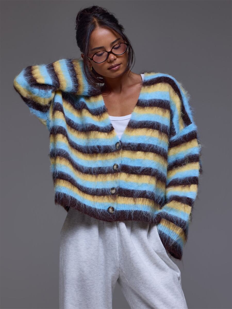 MUSERA Multicolour Knit Long Sleeve Cardigan Winter Autumn Everyday Casual Going Out Cool Weekdaze - Multicolor - View 1