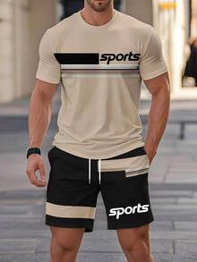 Gym Rark Setelan Olahraga Kasual Pria Lengan Pendek dan Celana Pendek dengan Motif Huruf, untuk Gym. - MultiWarna - View 1