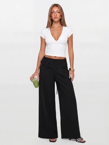 Avantive Women's Fashion Versatile Commuter Suit Pants - Black - View 7
