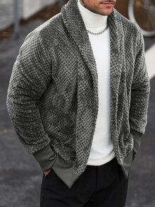 Manfinity CasualCool جاكيت رجالي كاجوال فضفاض بأكمام طويلة، ضروري للخروجات، هدية مثالية للعائلة والأصدقاء - رمادي - مشاهدة 1