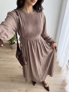 Solavon Women's Solid Color Long Arabian Dress - Camel - View 6