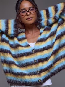 MUSERA Multicolour Knit Long Sleeve Cardigan Winter Autumn Everyday Casual Going Out Cool Weekdaze - Multicolor - View 5