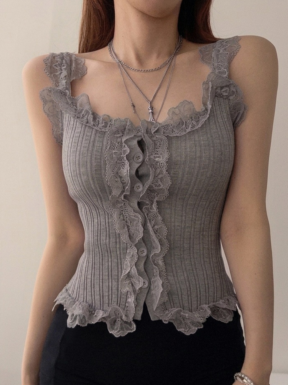 Women's Lace Patchwork Casual Versatile Knit Vest